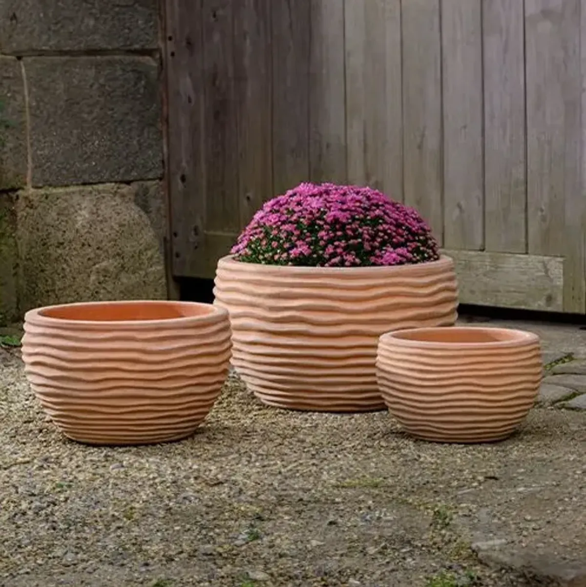 Set of 3 Nami Planter - Campania International - Handcrafted - Orange - 11.5hx19.5lx19.5w