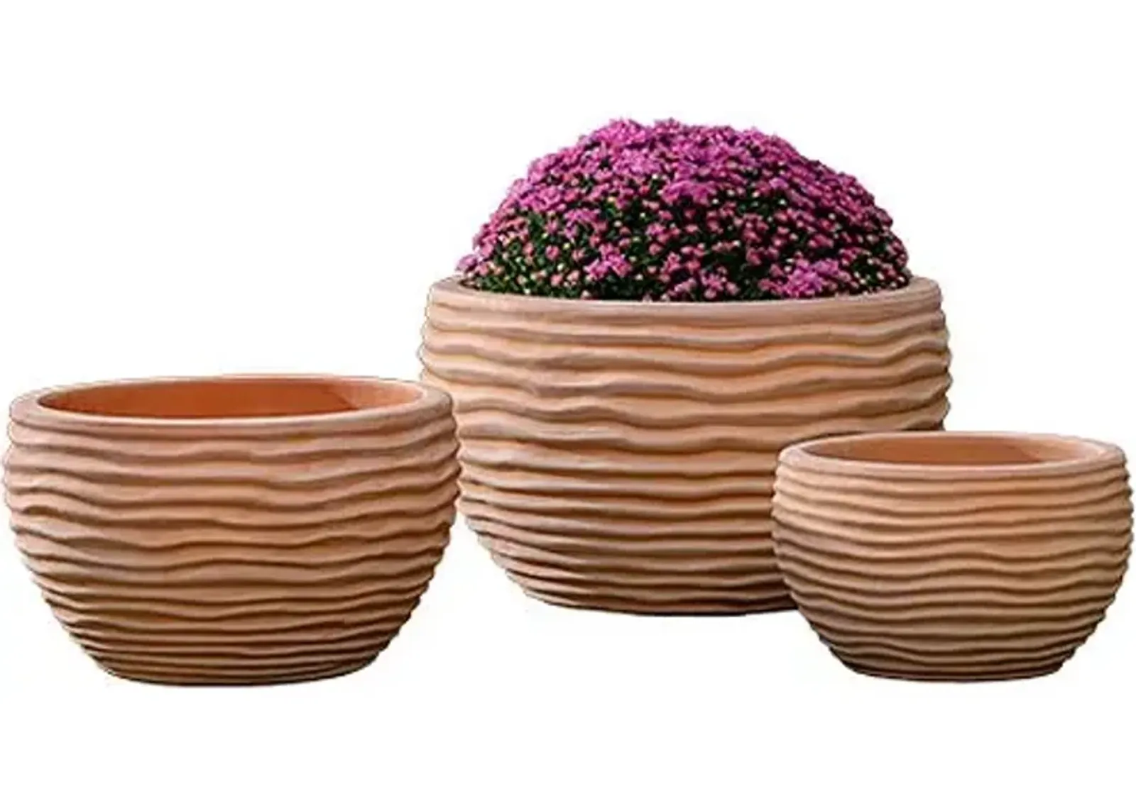 Set of 3 Nami Planter - Campania International - Handcrafted - Orange - 11.5hx19.5lx19.5w