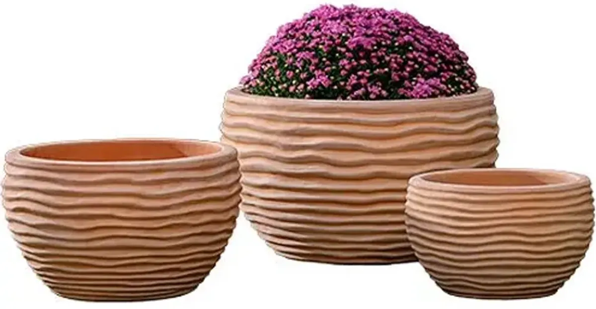 Set of 3 Nami Planter - Campania International - Handcrafted - Orange - 11.5hx19.5lx19.5w