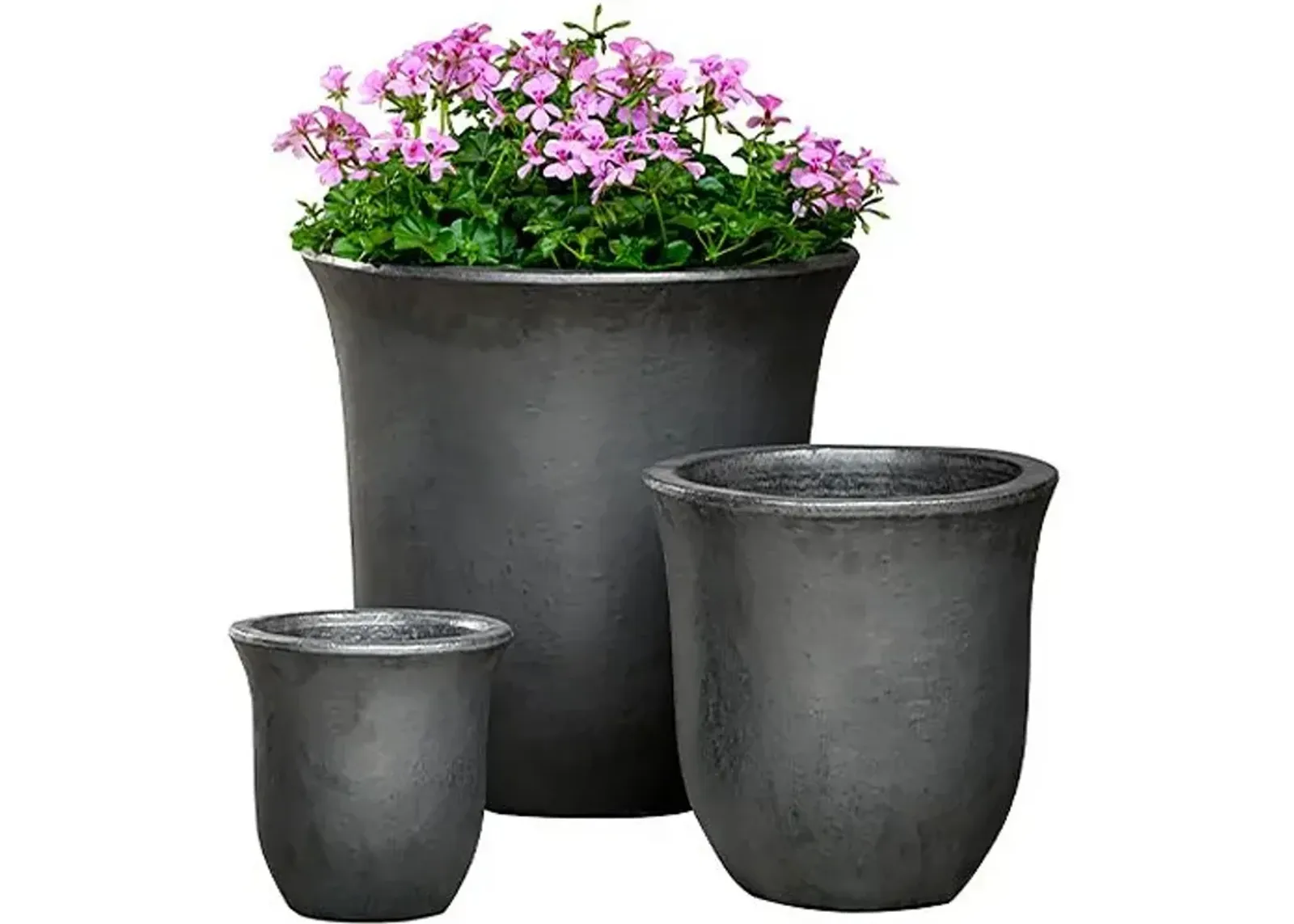 Set of 3 Campana Planter - Graphite - Campania International - Handcrafted - Black - 19.5hx19.5lx19.5w