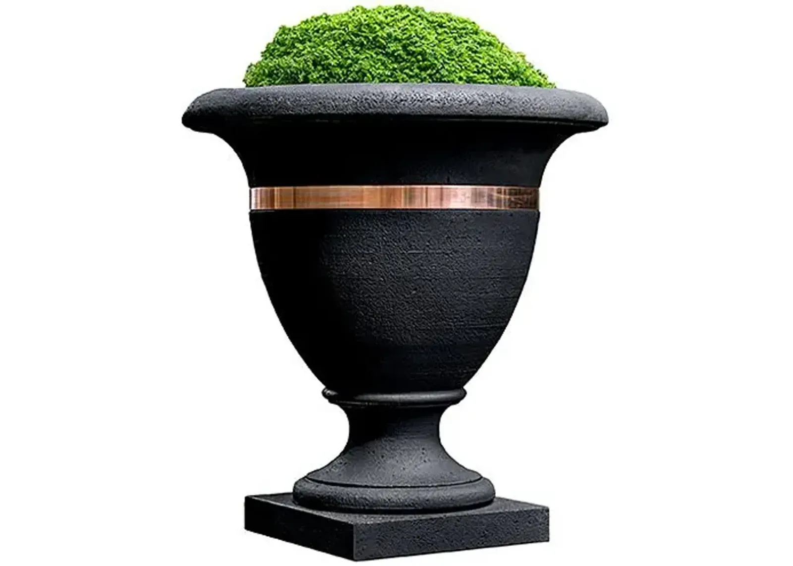 26" Classic Copper Banded Urn - Nero Nuovo - Campania International - Black