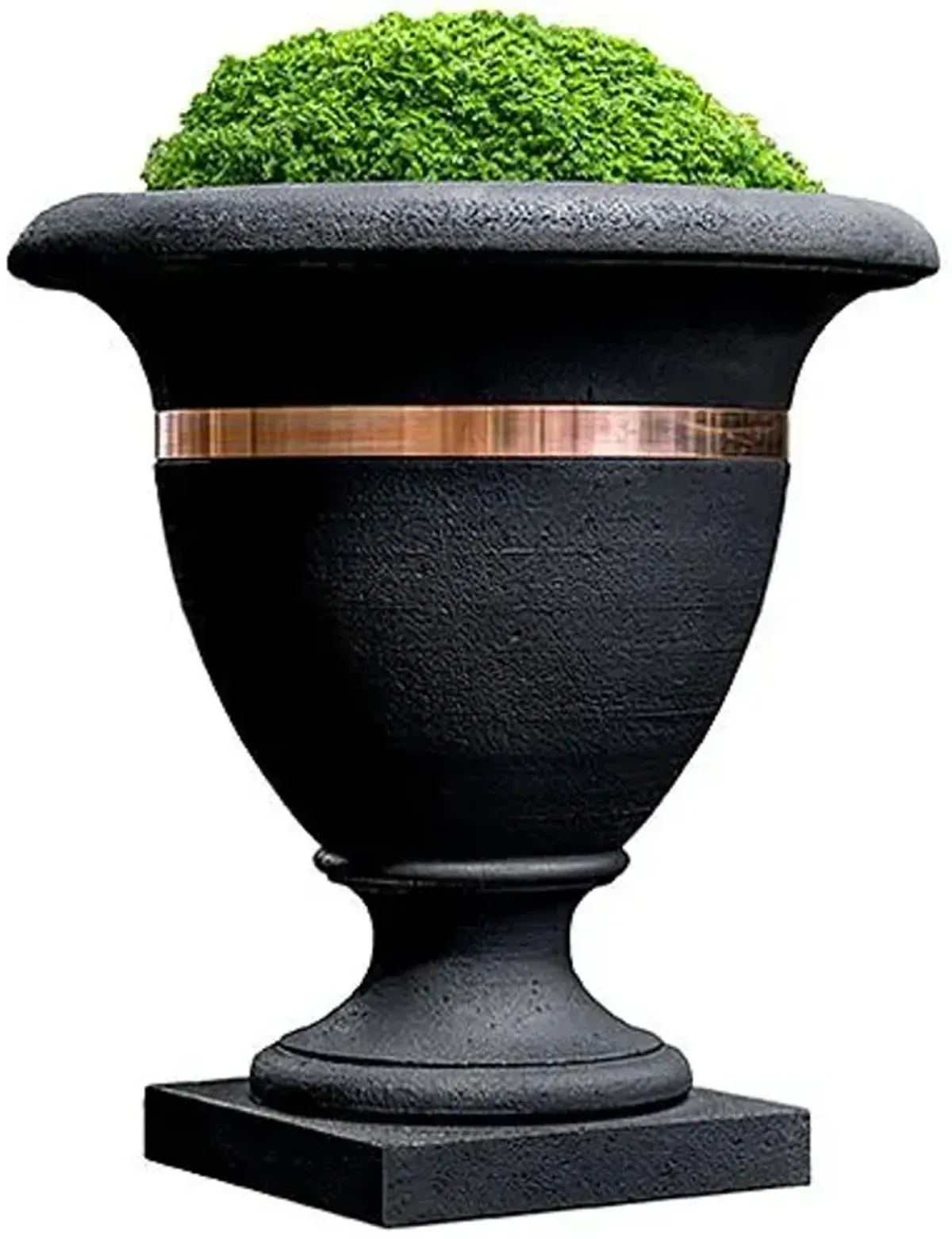 26" Classic Copper Banded Urn - Nero Nuovo - Campania International - Black