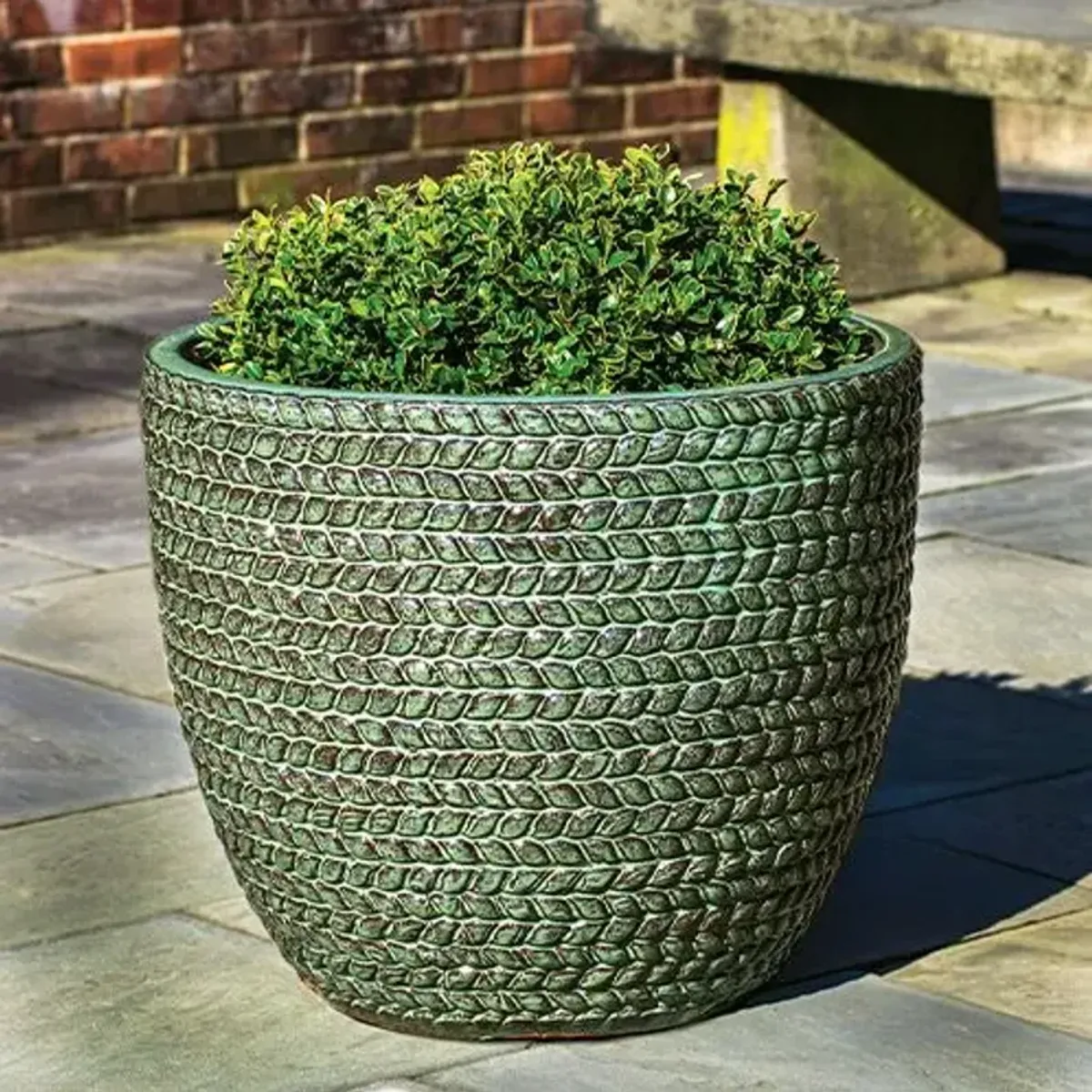 Set of 3 Sisal Weave Planter - Seafoam Green - Campania International - Handcrafted - 19hx22lx22w