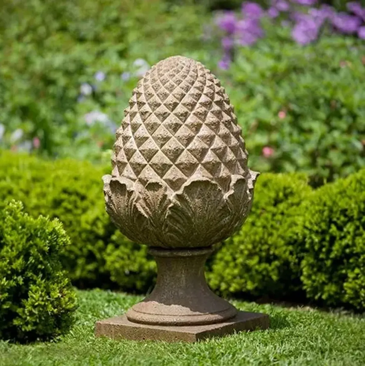 31" Williamsburg Grand Pinecone Finial - Aged Limestone - Campania International - Brown