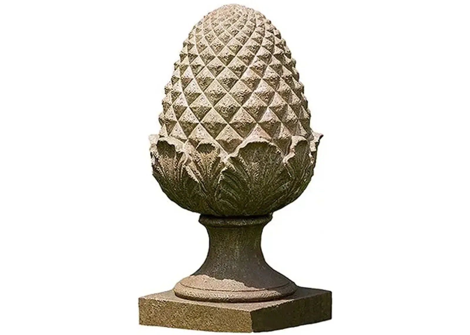 31" Williamsburg Grand Pinecone Finial - Aged Limestone - Campania International - Brown