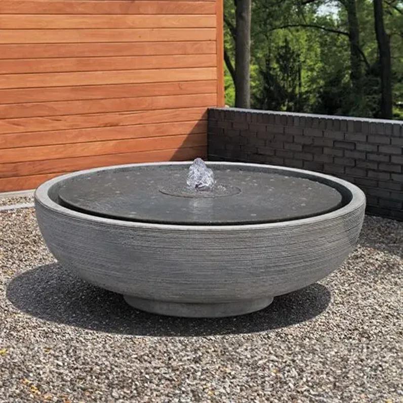 17" Large Girona Fountain - Alpine Stone - Campania International - Gray