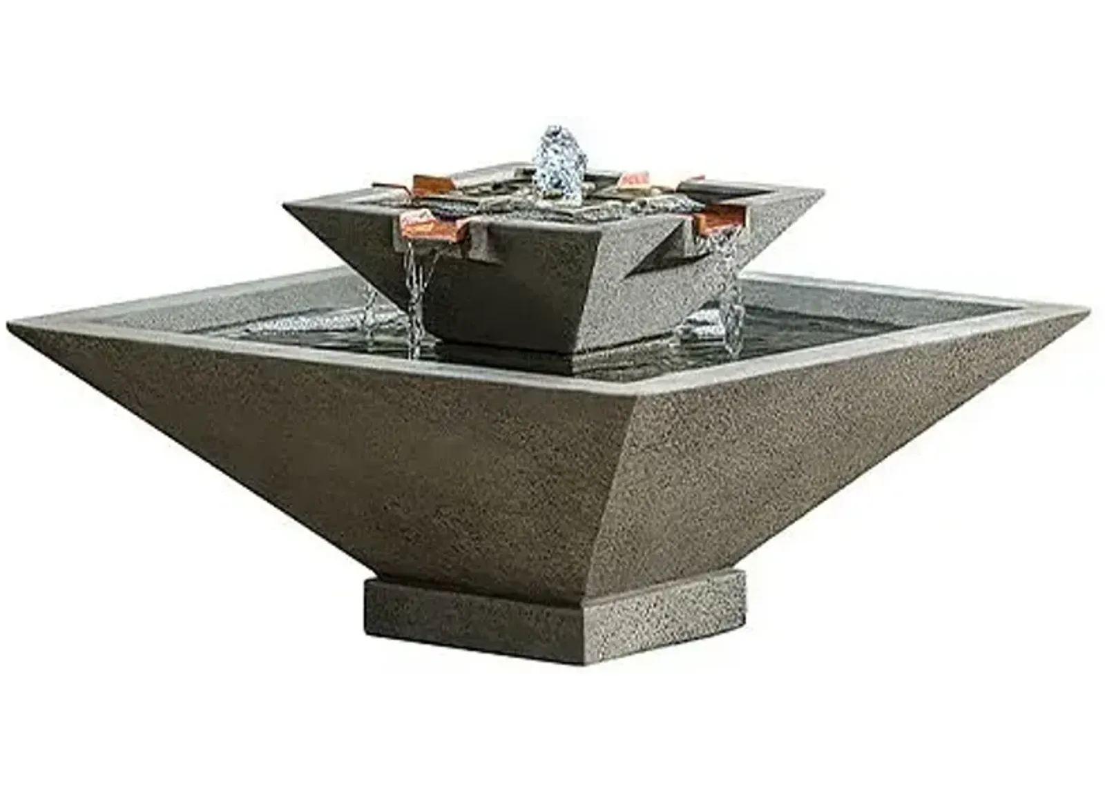 13" Facet Fountain - Alpine Stone - Campania International - Gray