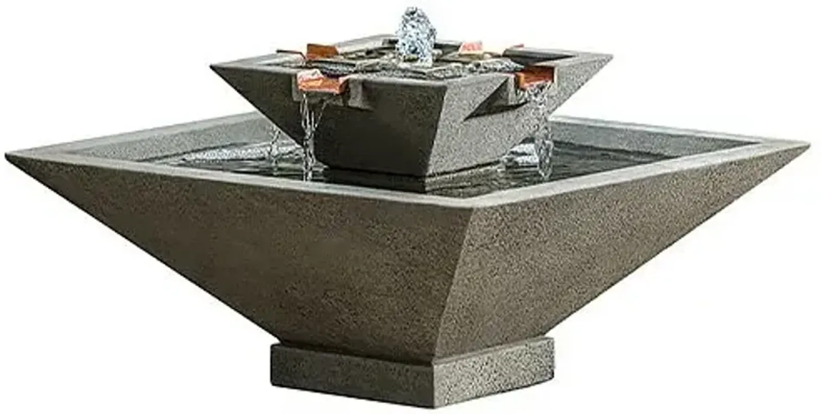 13" Facet Fountain - Alpine Stone - Campania International - Gray