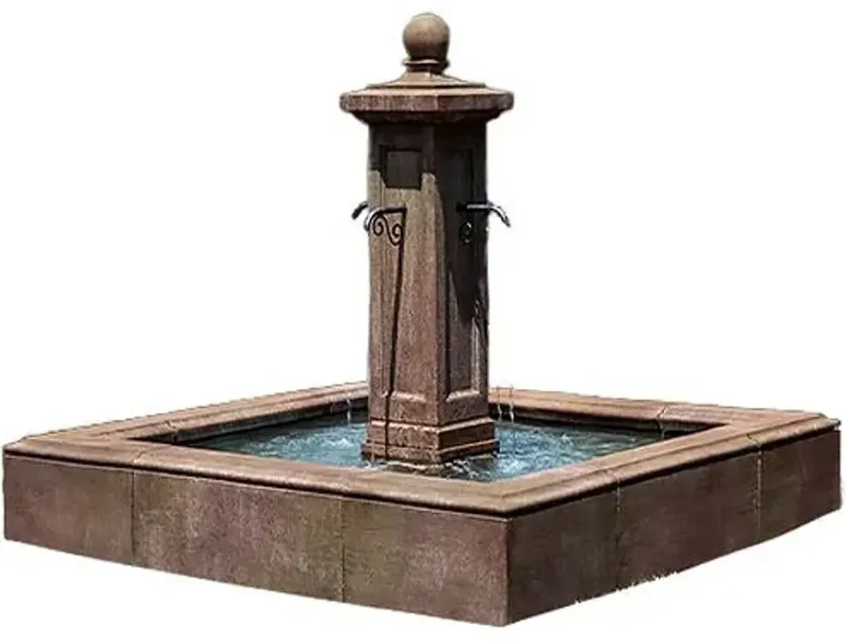 68" Luberon Estate Fountain - Aged Limestone - Campania International - Brown