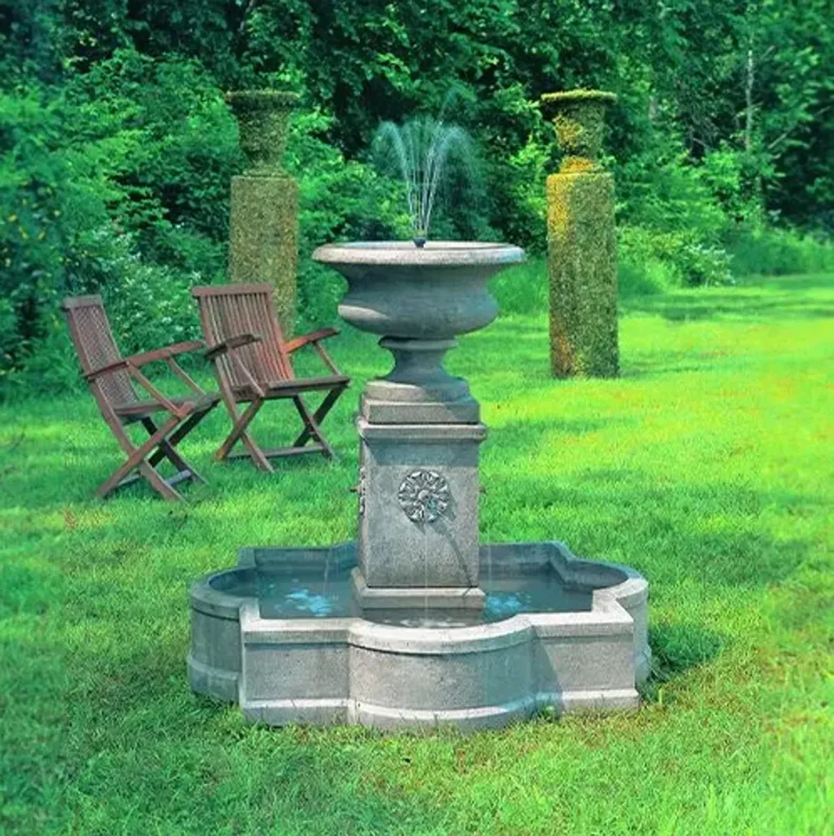 45" Palazzo Urn Fountain - Greystone - Campania International - Gray