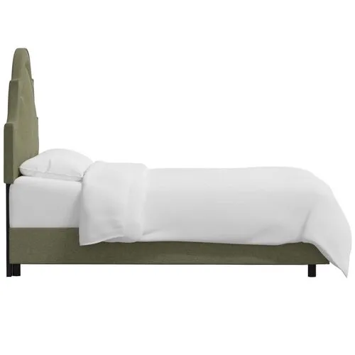 Kennedy Arched Bed - Textured Linen - Green