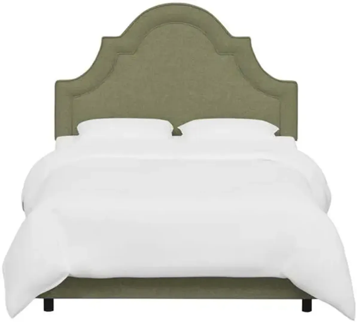 Kennedy Arched Bed - Textured Linen - Green