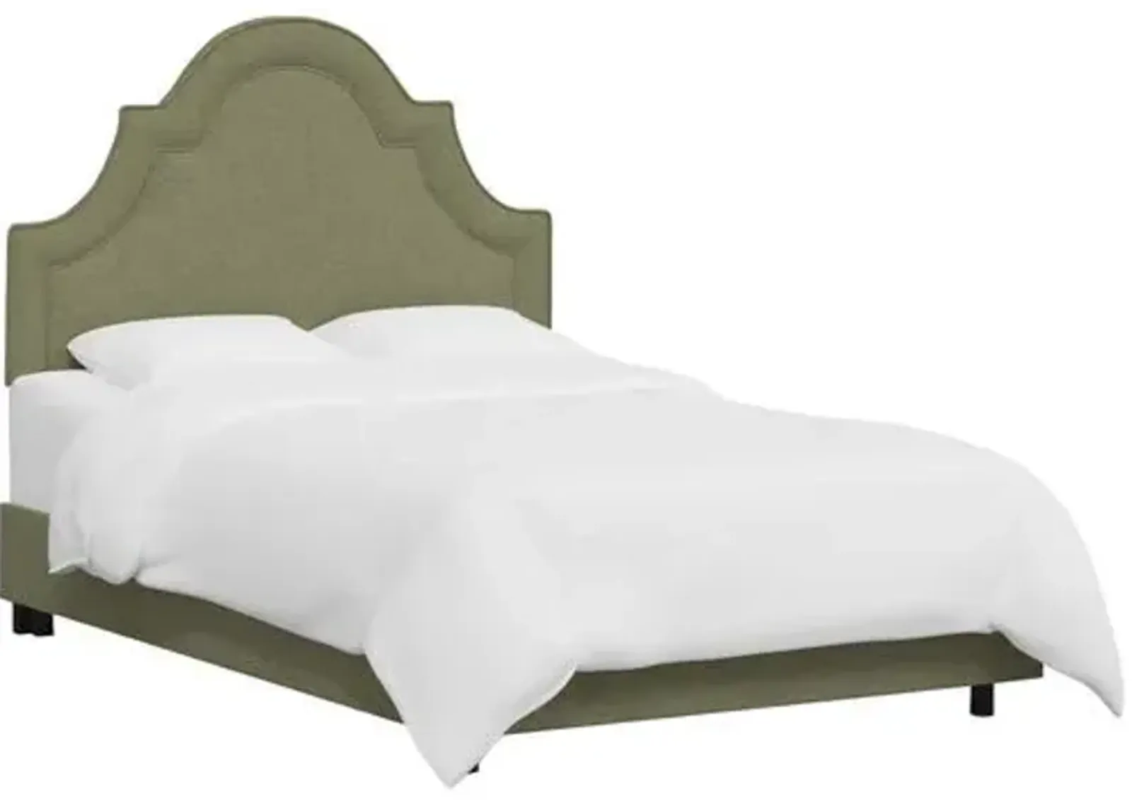 Kennedy Arched Bed - Textured Linen - Green