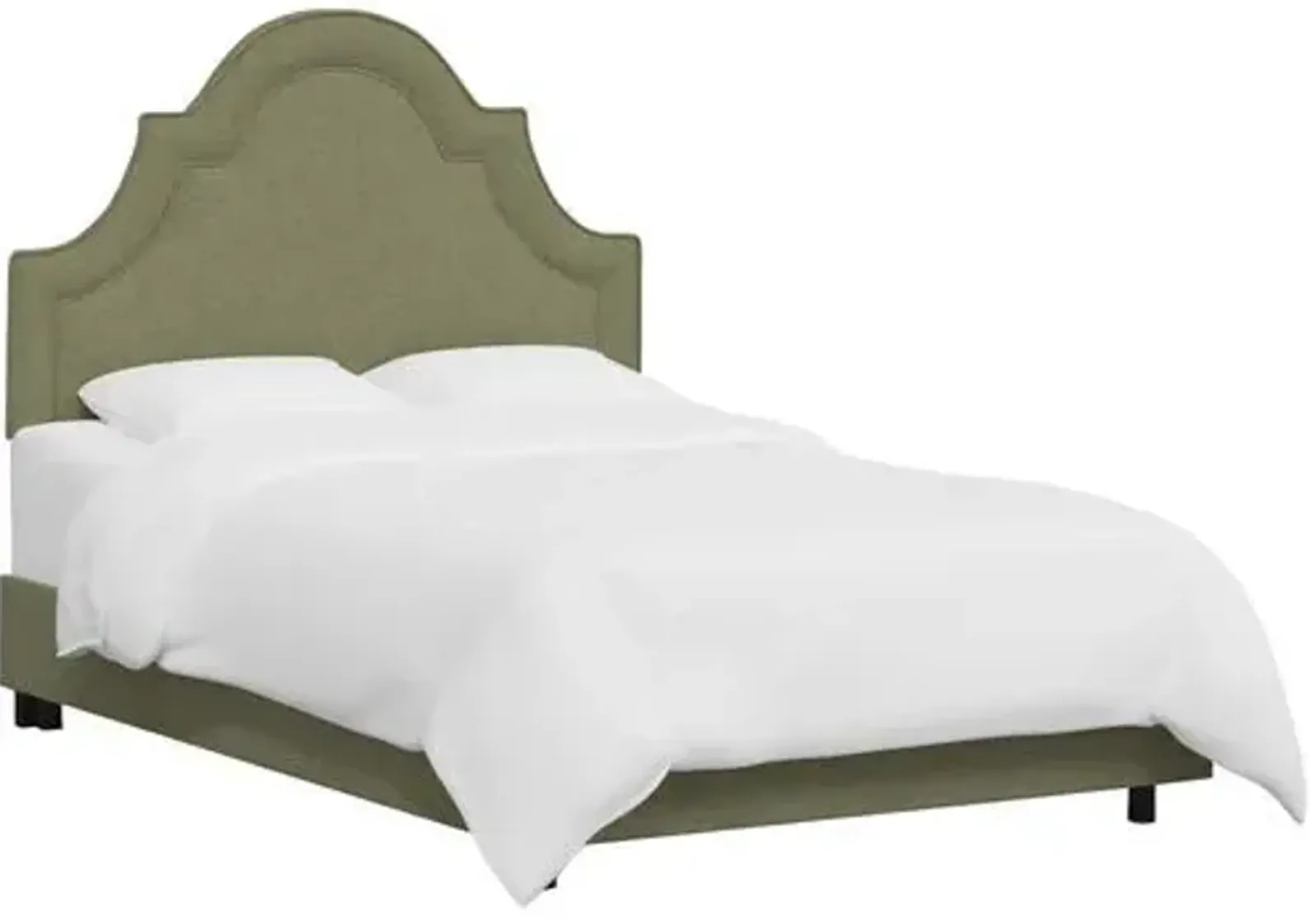 Kennedy Arched Bed - Textured Linen - Green