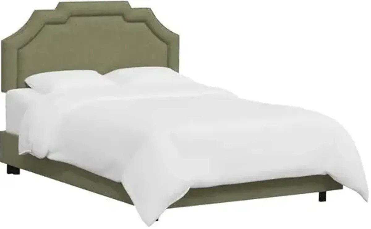 Lola Bed - Textured Linen - Green