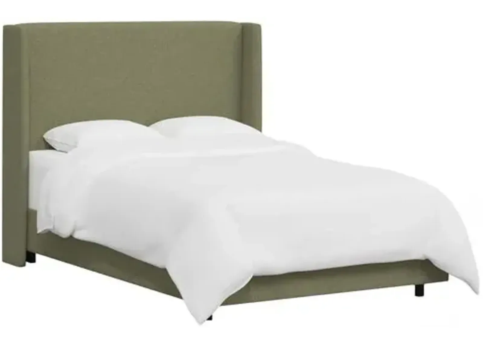 Kelly Wingback Bed - Textured Linen - Green