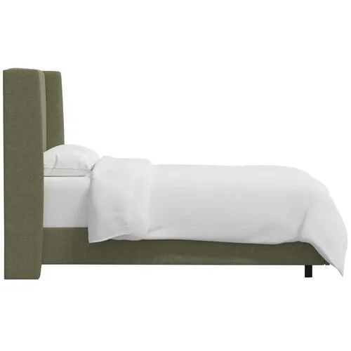 Kelly Wingback Bed - Textured Linen - Green