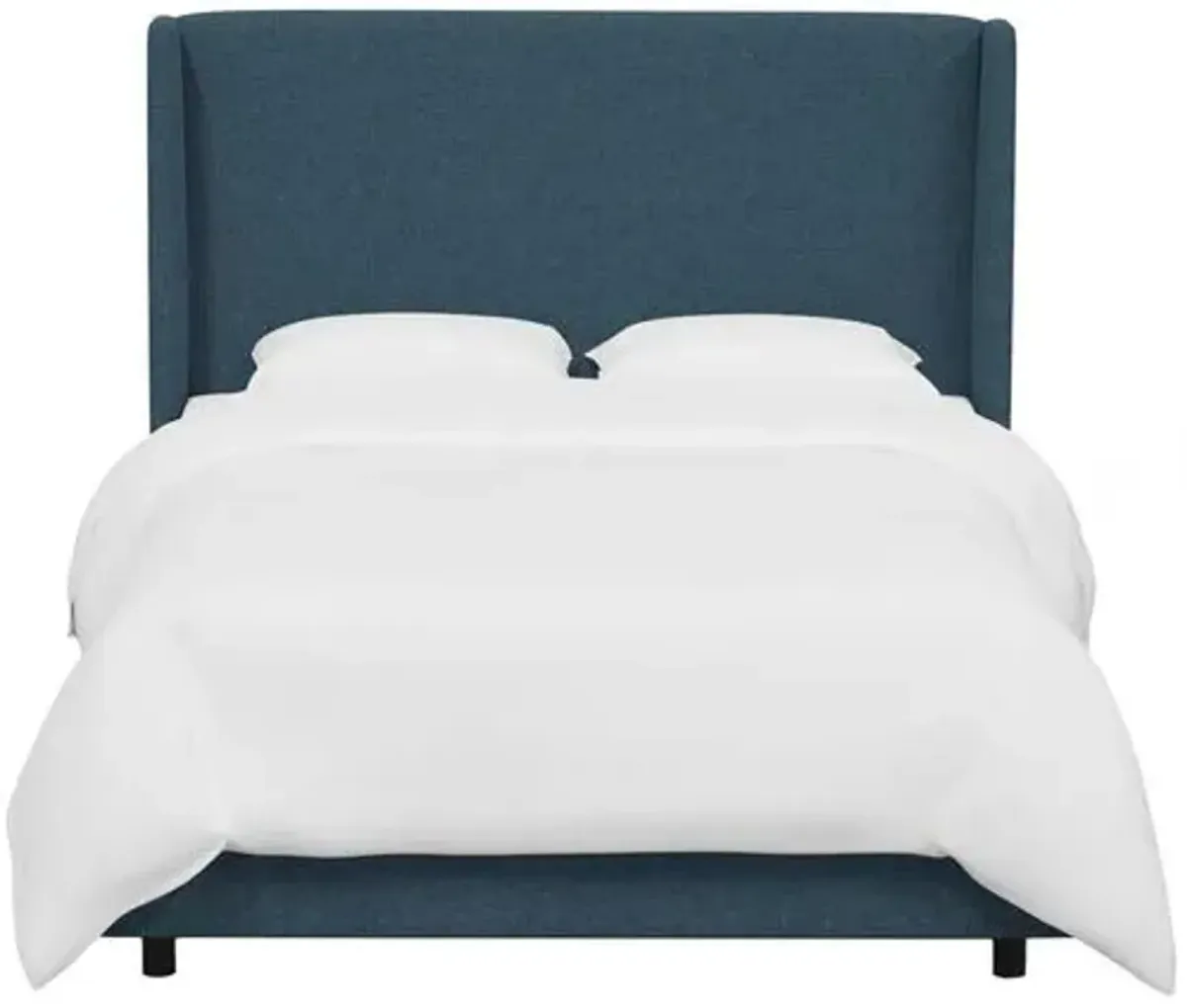 Kelly Wingback Bed - Textured Linen - Blue