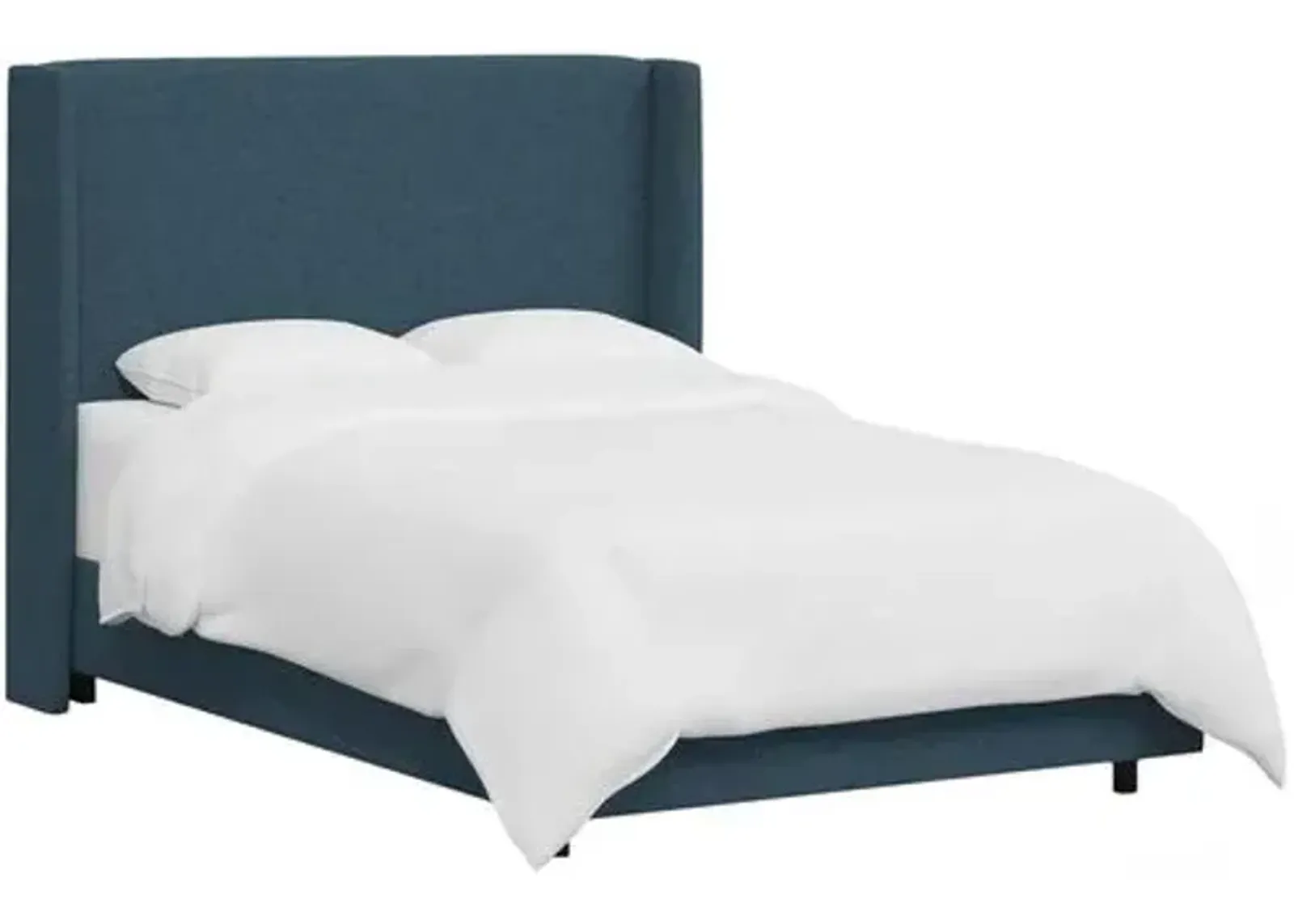 Kelly Wingback Bed - Textured Linen - Blue