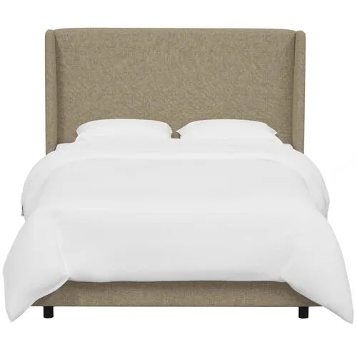 Kelly Wingback Bed - Textured Linen