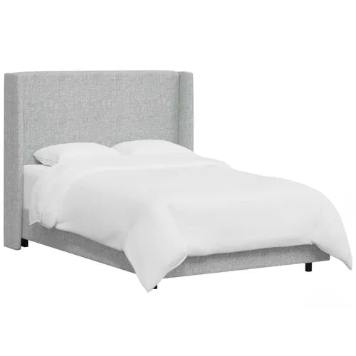 Kelly Wingback Bed - Textured Linen - Gray