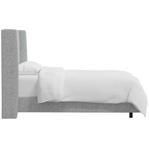 Kelly Wingback Bed - Textured Linen - Gray