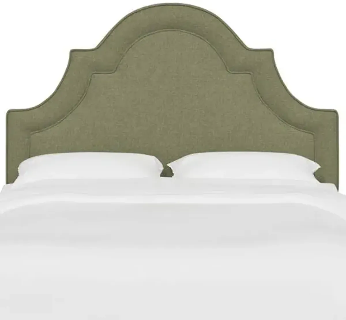 Kennedy Arched Headboard - Textured Linen - Green