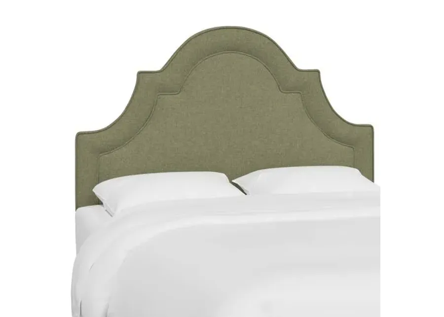 Kelly Arched Headboard - Textured Linen - Green