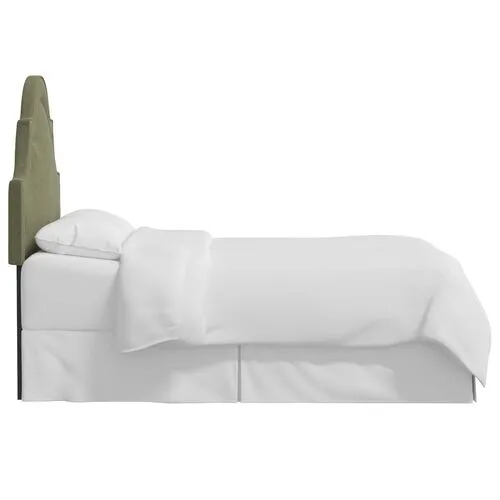 Kelly Arched Headboard - Textured Linen - Green