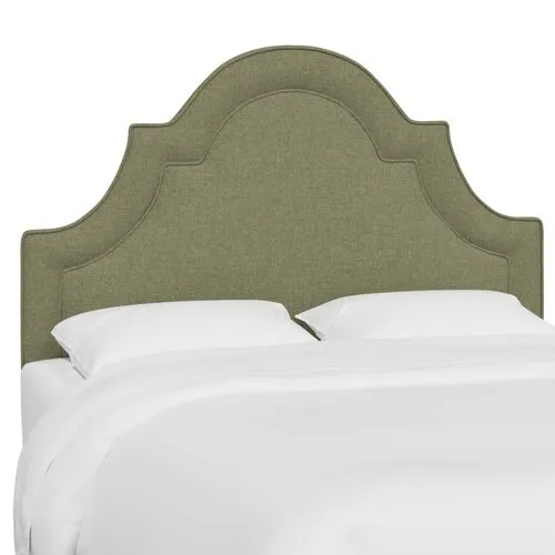 Kelly Arched Headboard - Textured Linen - Green