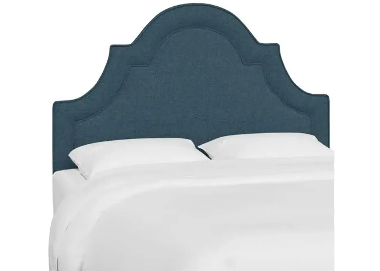 Kennedy Arched Headboard - Textured Linen - Blue