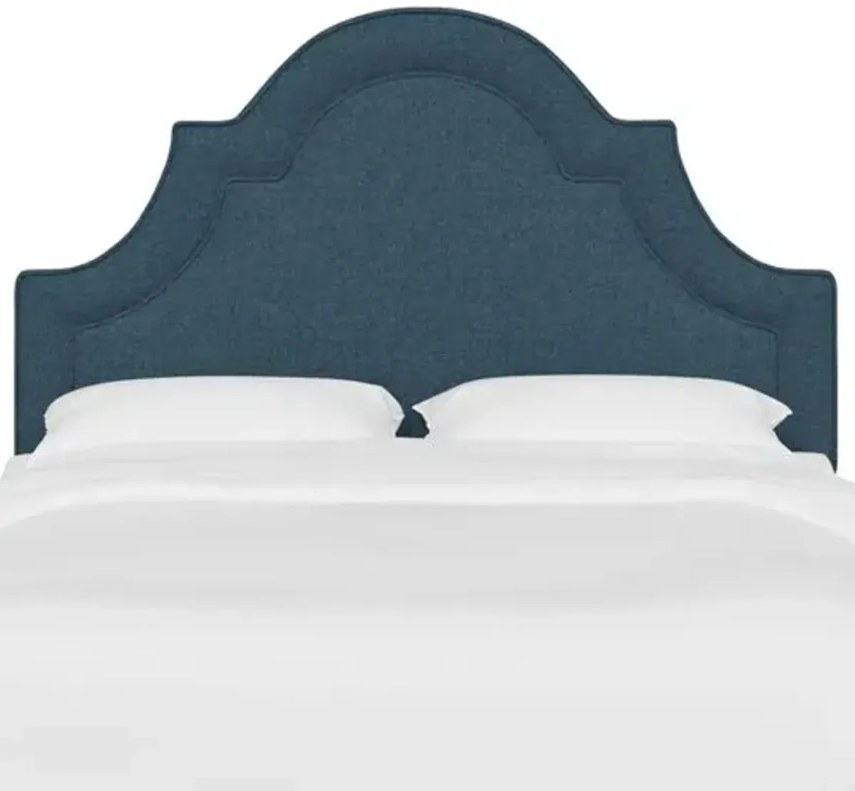 Kennedy Arched Headboard - Textured Linen - Blue