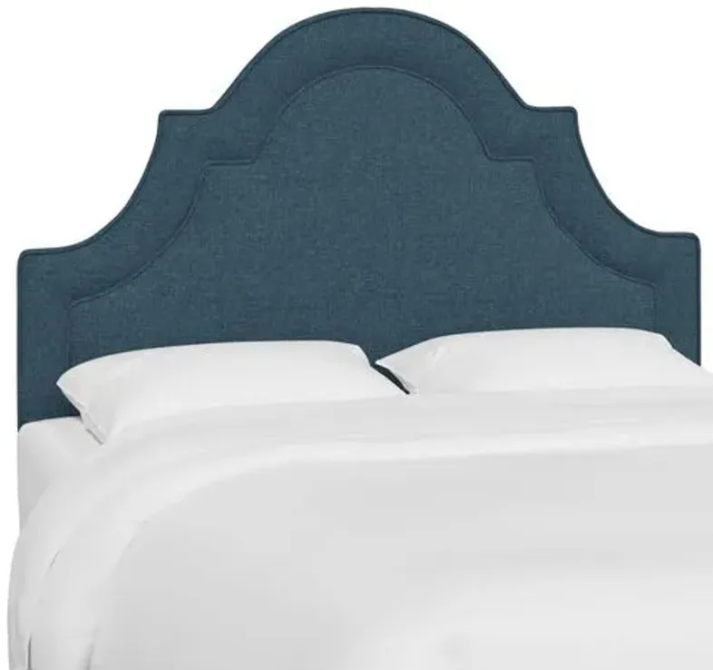 Kelly Arched Headboard - Textured Linen - Blue