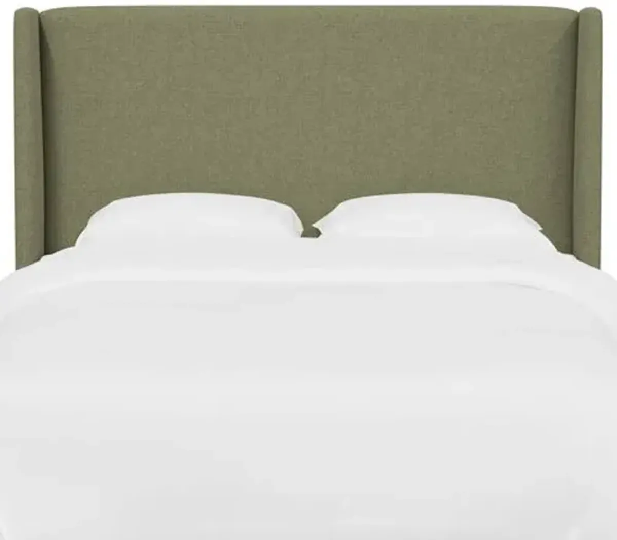 Kelly Wingback Headboard - Textured Linen - Green