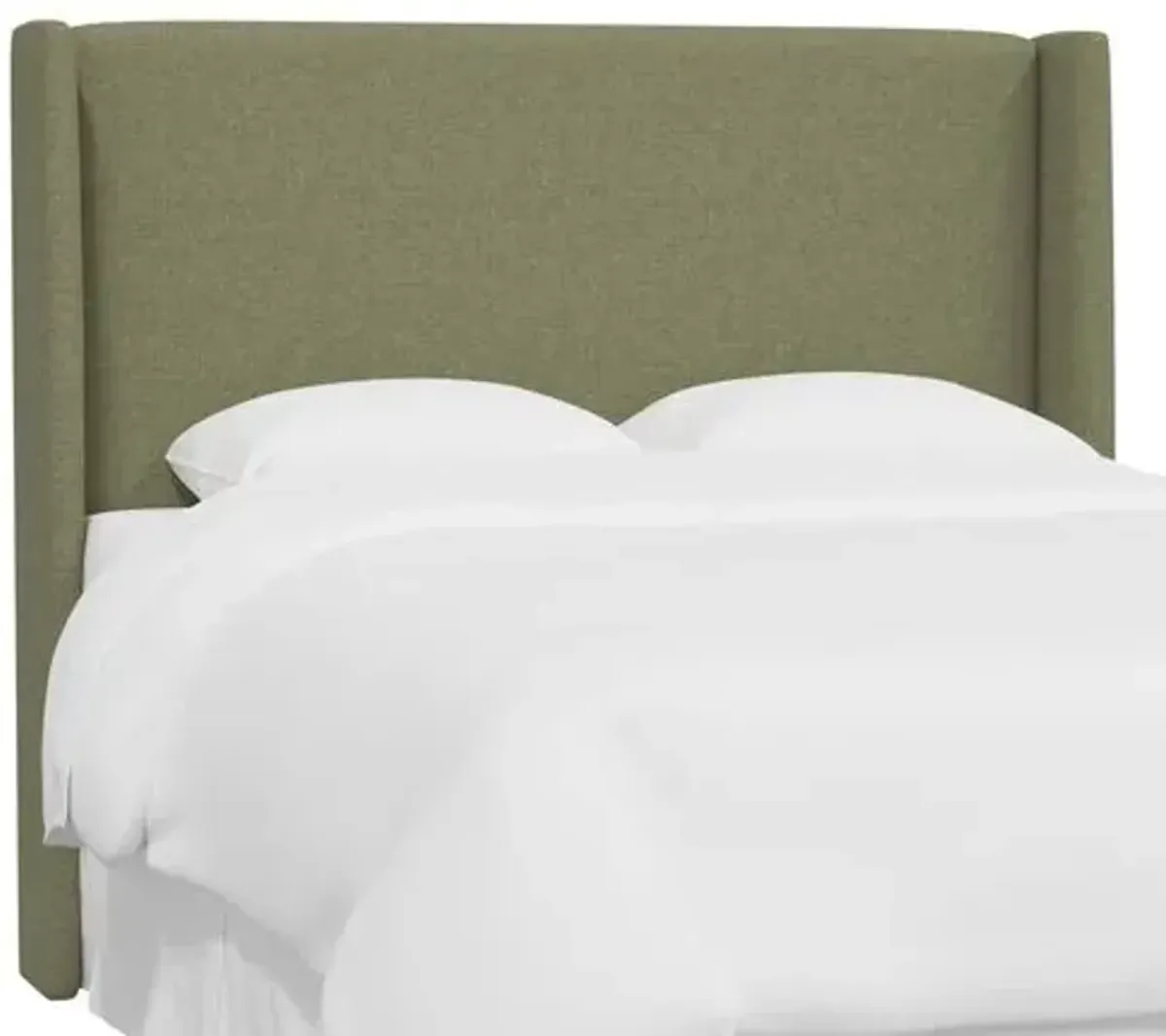 Kelly Wingback Headboard - Textured Linen - Green