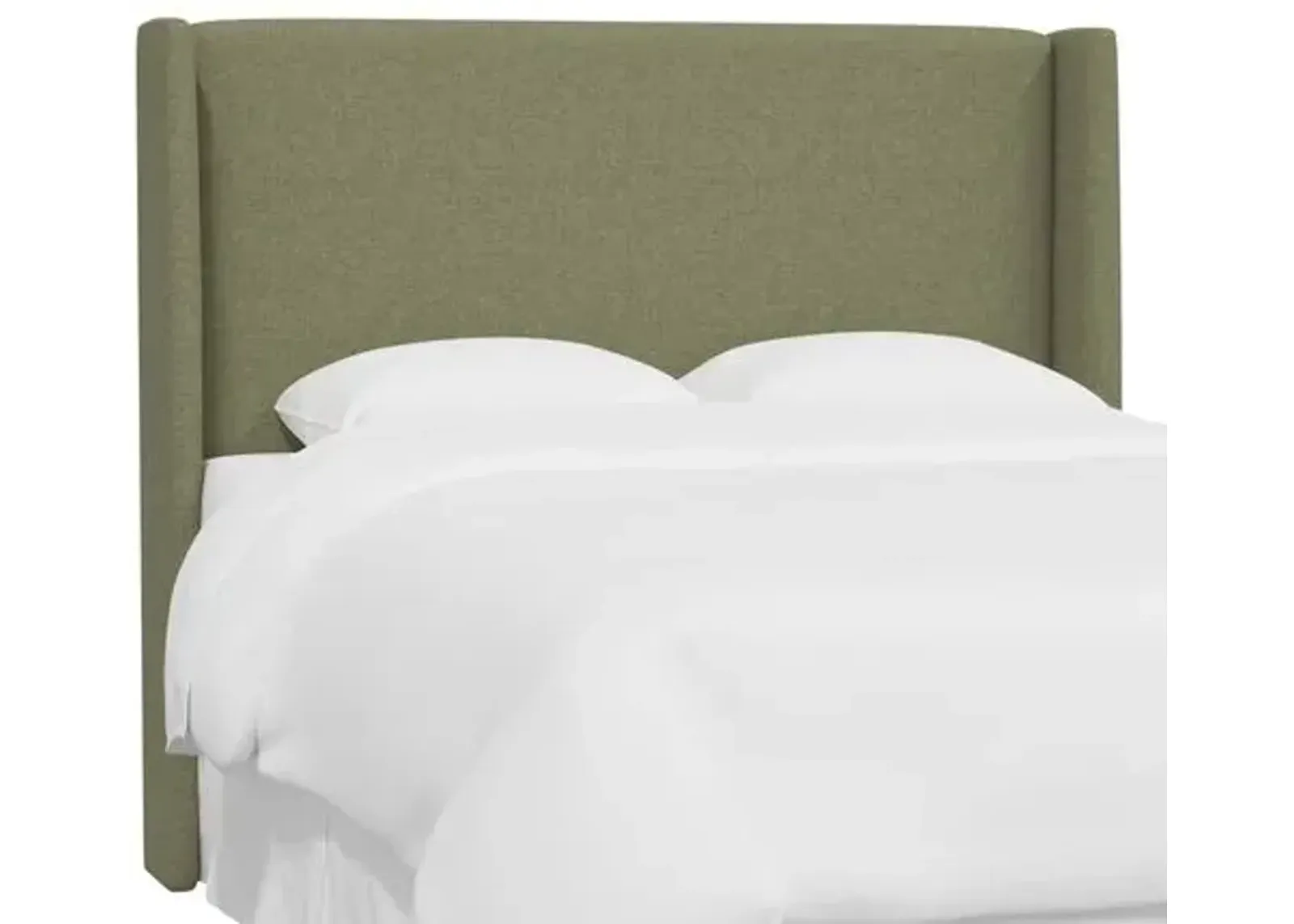 Kelly Wingback Headboard - Textured Linen - Green