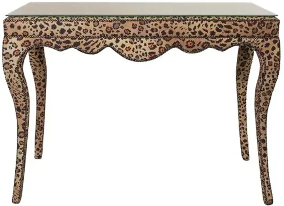 Nyala Console Table - Safari Spot Gold Linen - Ngala Trading Co.