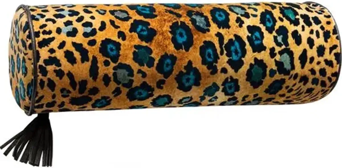 Safari Spot Velvet Bolster Pillow - Ngala Trading Co.