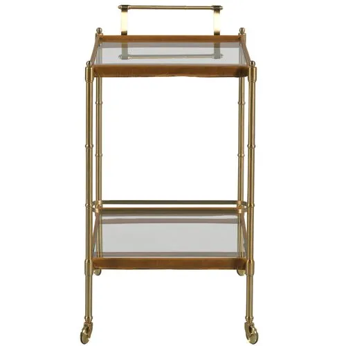 Tipple Table Bar Cart - Leather/Brass - Brown