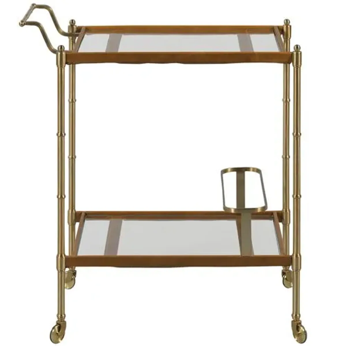 Tipple Table Bar Cart - Leather/Brass - Brown