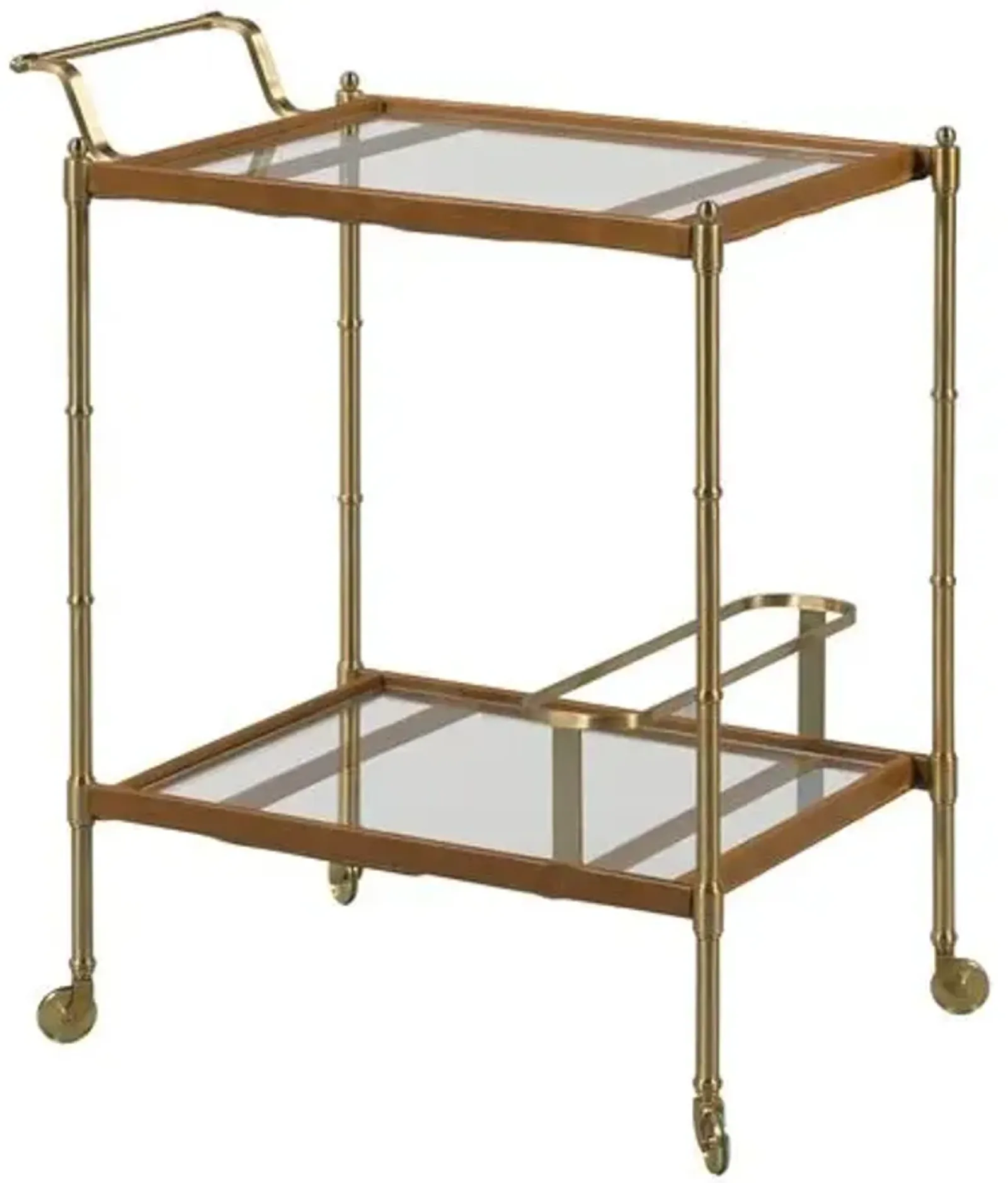 Tipple Table Bar Cart - Leather/Brass - Brown