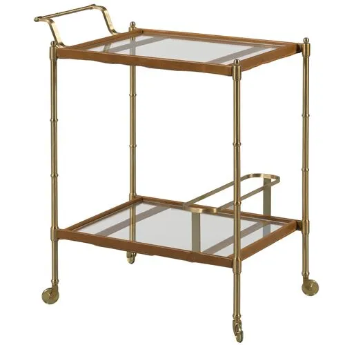 Tipple Table Bar Cart - Leather/Brass - Brown