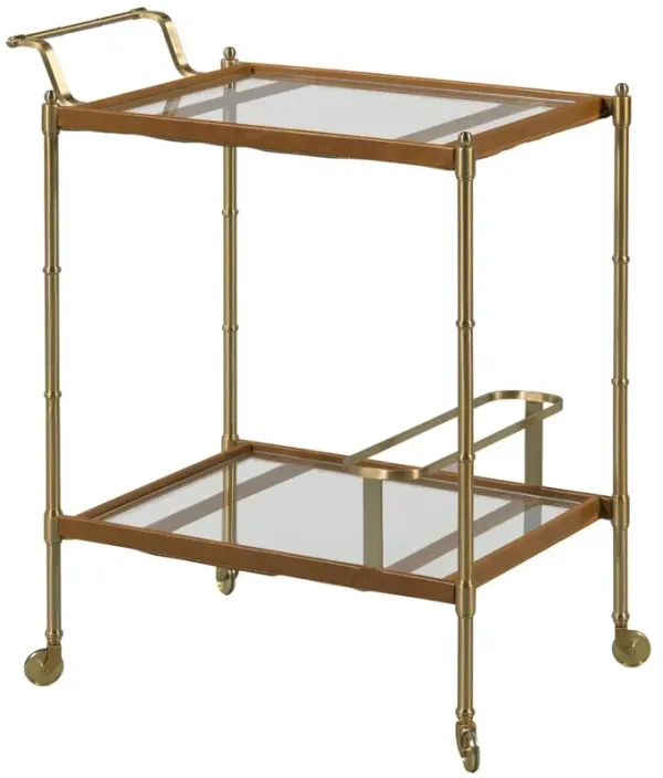 Tipple Table Bar Cart, Leather/Brass