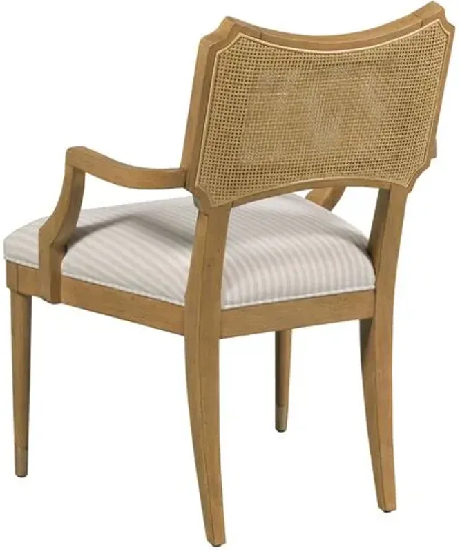 Powers Cane Armchair - Almond/Ivory Stripe - Brown