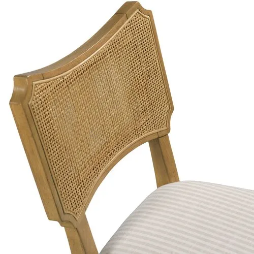 Powers Cane Side Chair - Almond/Ivory Stripe - Brown
