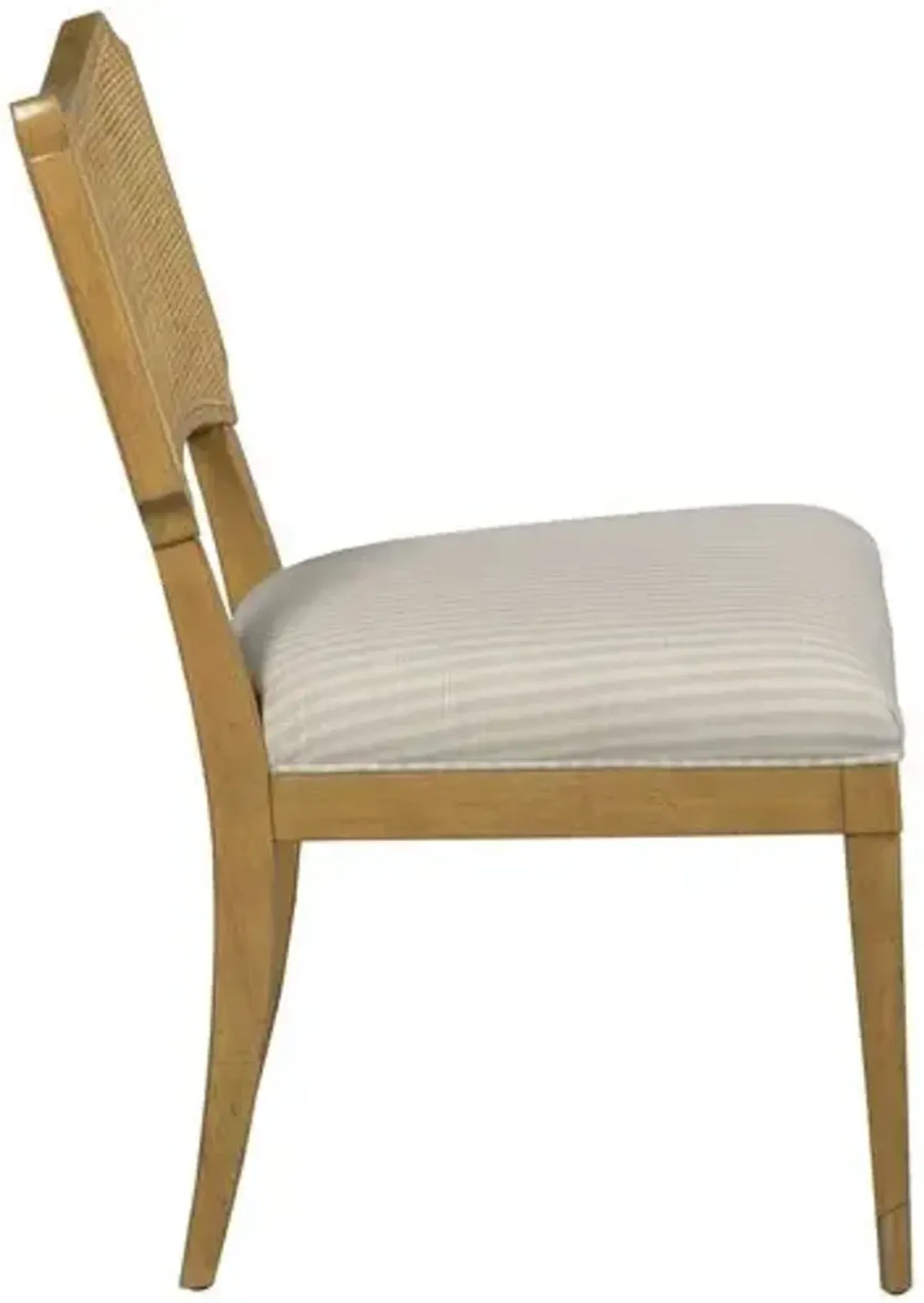 Powers Cane Side Chair - Almond/Ivory Stripe - Brown