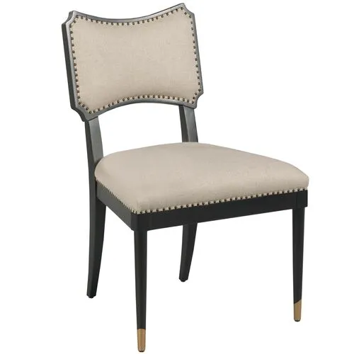 Powers Side Chair - Black/Natural Linen
