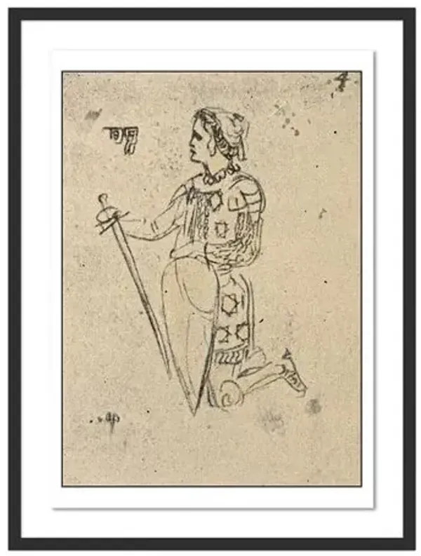 Knight Kneeling Sketch by Getty POD - Black