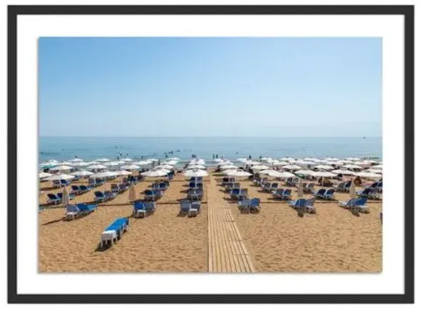 Richard Silver - Albania Beach Umbrellas Photograph - Black