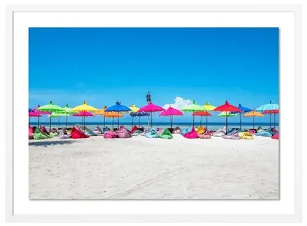Richard Silver - Gili Isles Beach Umbrellas Photograph - White